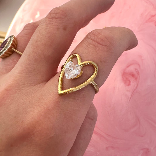 Adjustable Radiant Love Heart Ring