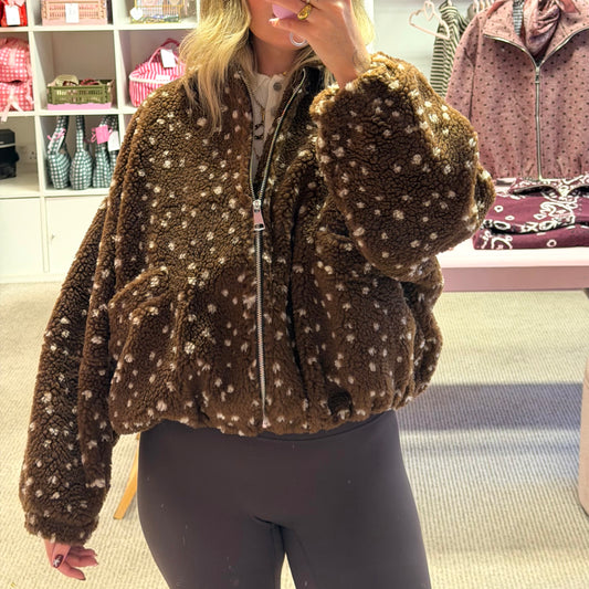 🦌 Deer Print Teddy Fleece Jacket