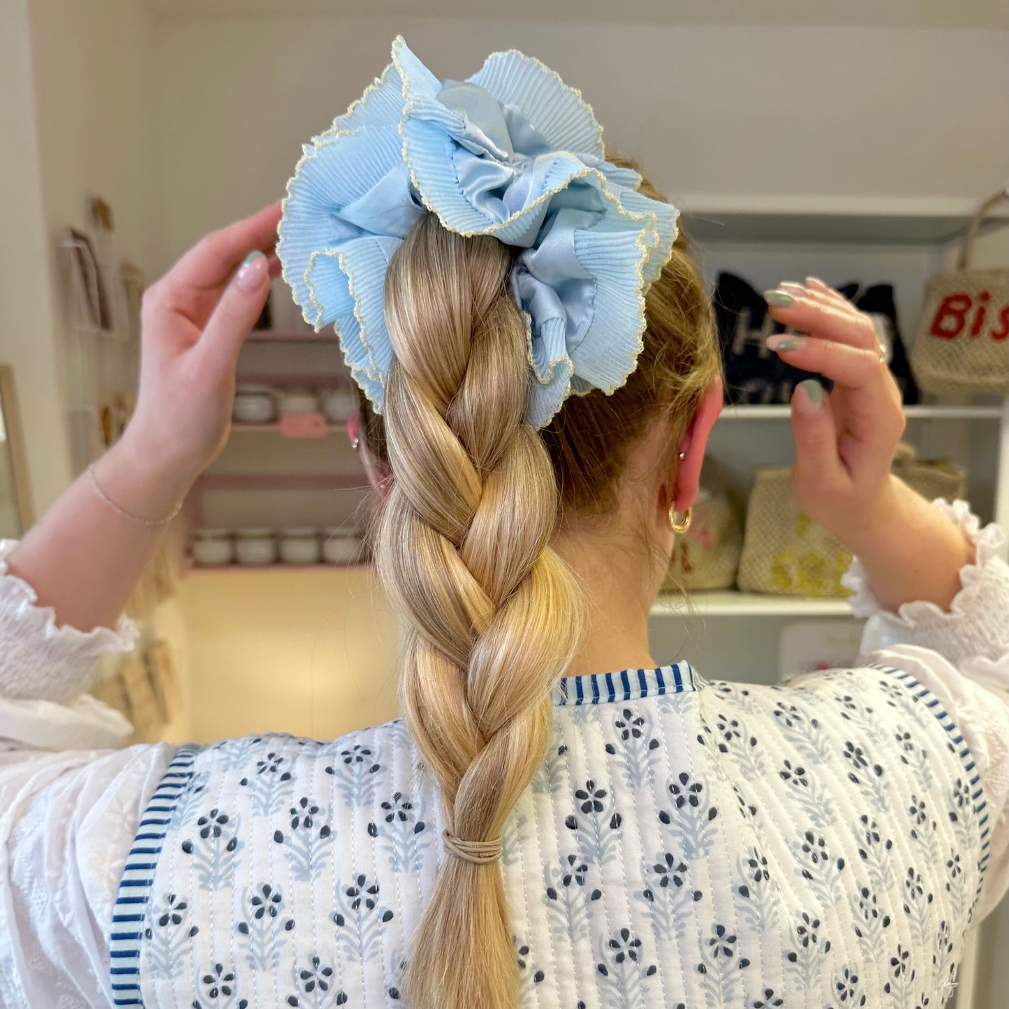 Silk Baby Blue Oversize Scrunchie