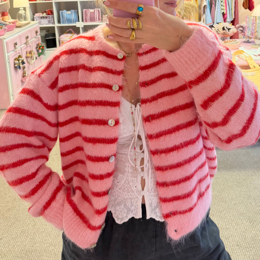 Pink & Red Stripe Super Soft Cardigan