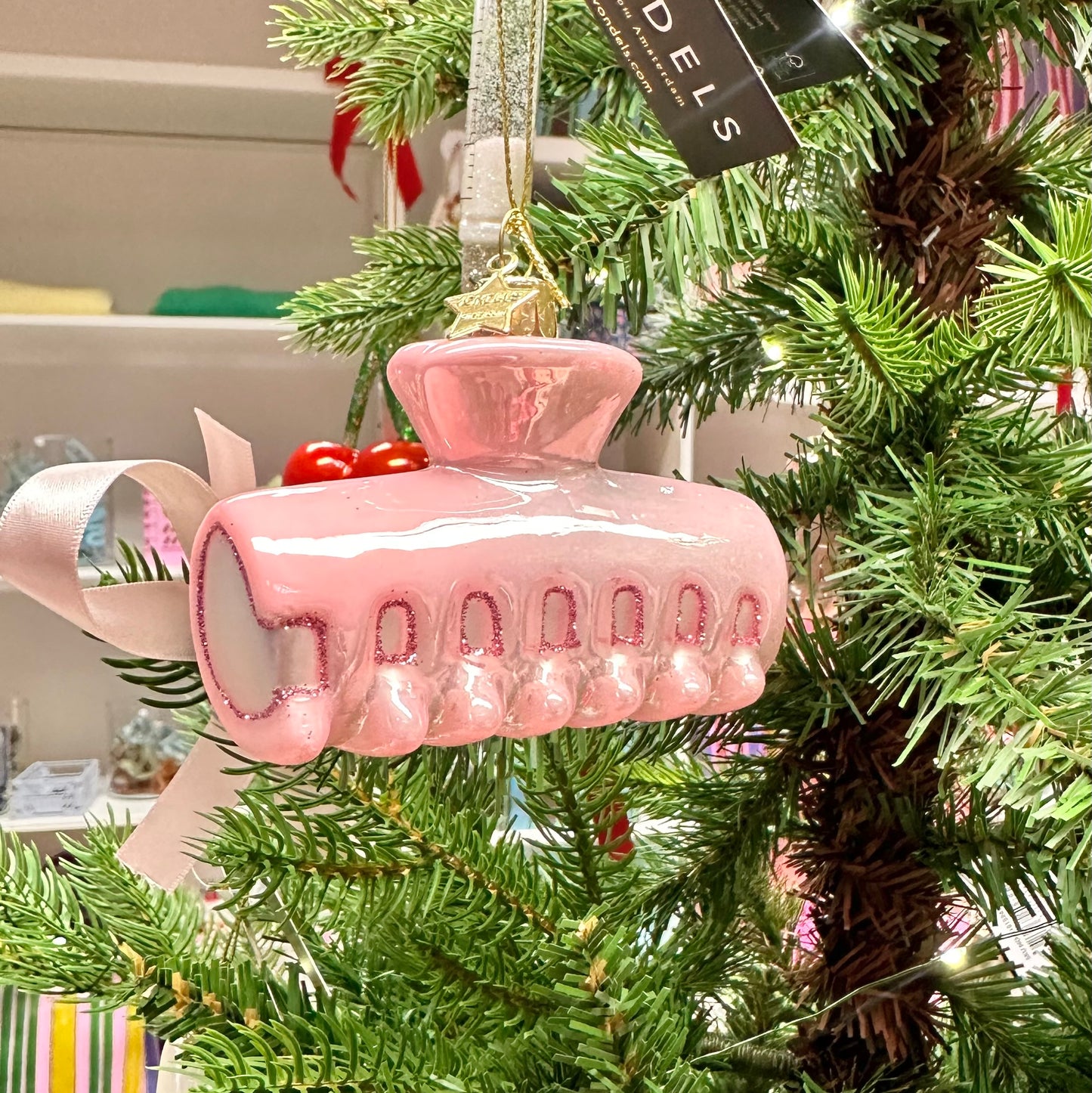 Baby Pink Hair Claw Clip Christmas Ornament