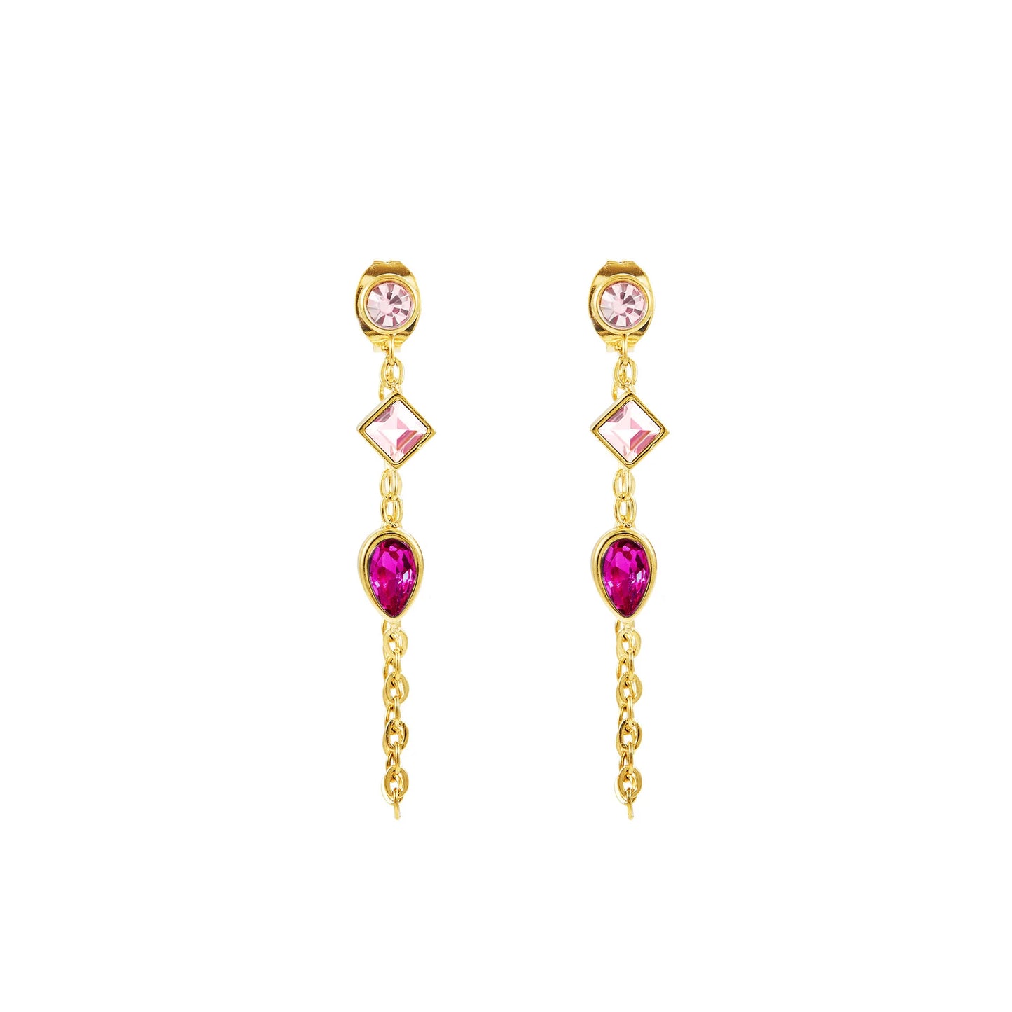 Bijoux De Mimi 'Emma' Pink Gold Droplet Chain Studs