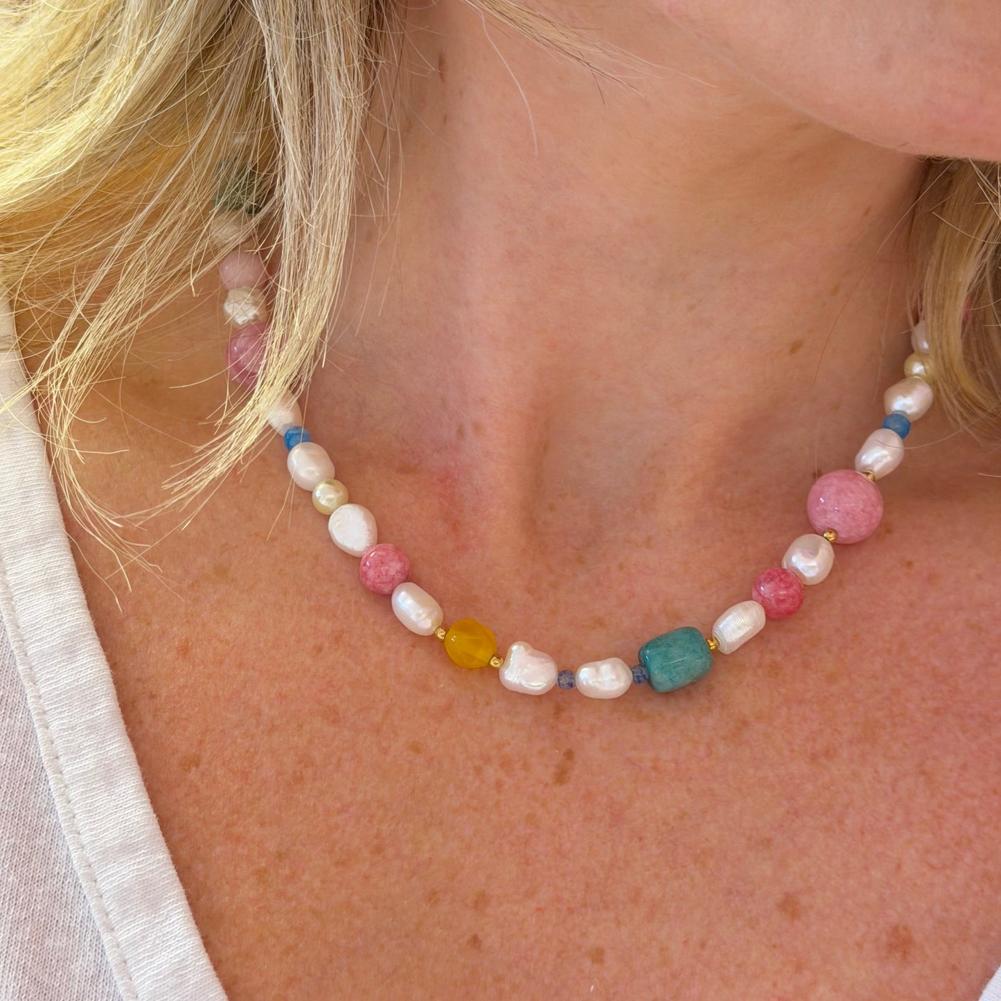 Mutilcolour Beaded & Pearl Beads Necklace