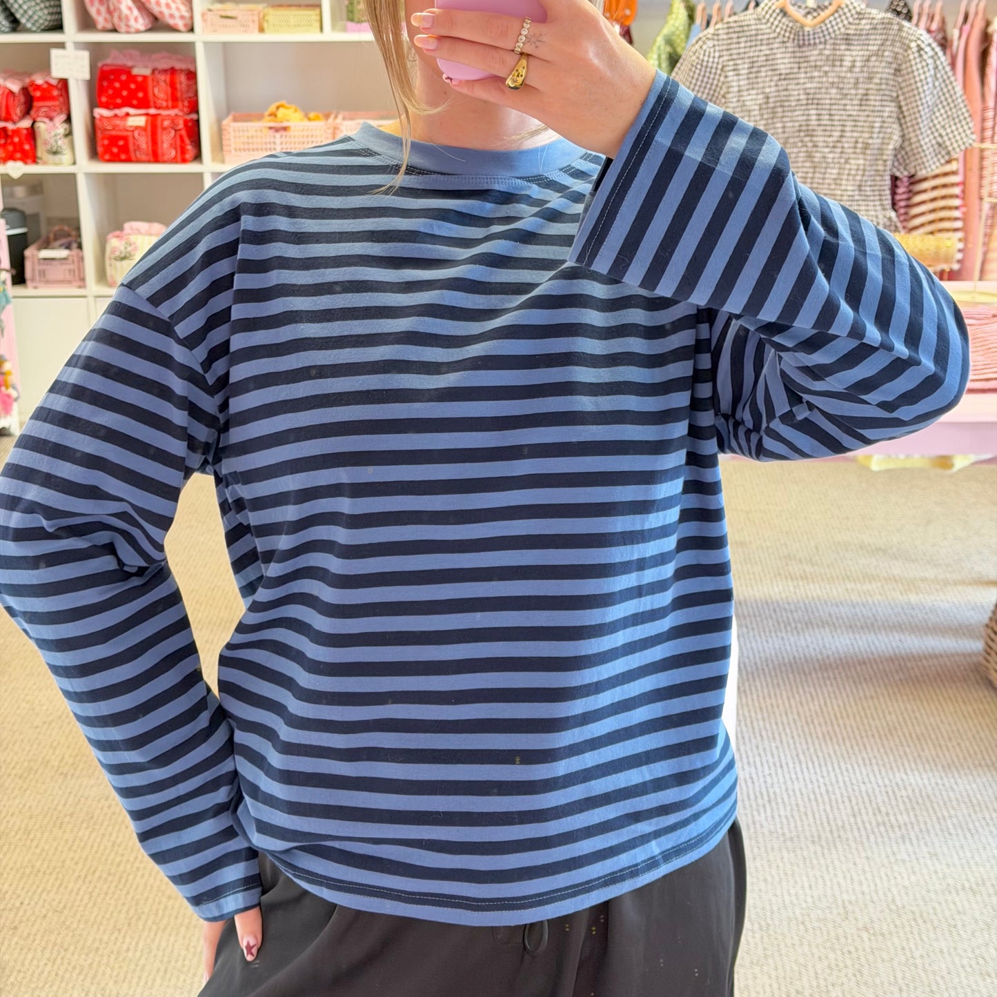 Blue Stripe Long Sleeve Comfy T-Shirt