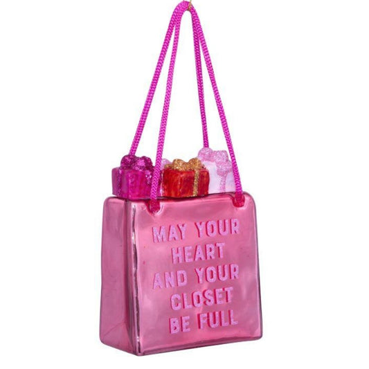 Pink Shopping Bag Christmas Ornament