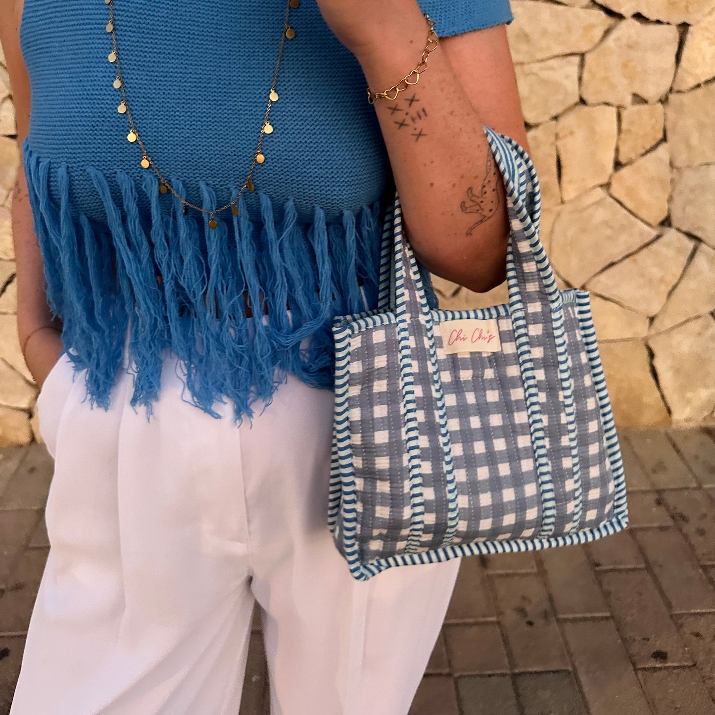 💙 Blue Mini Gingham Bag
