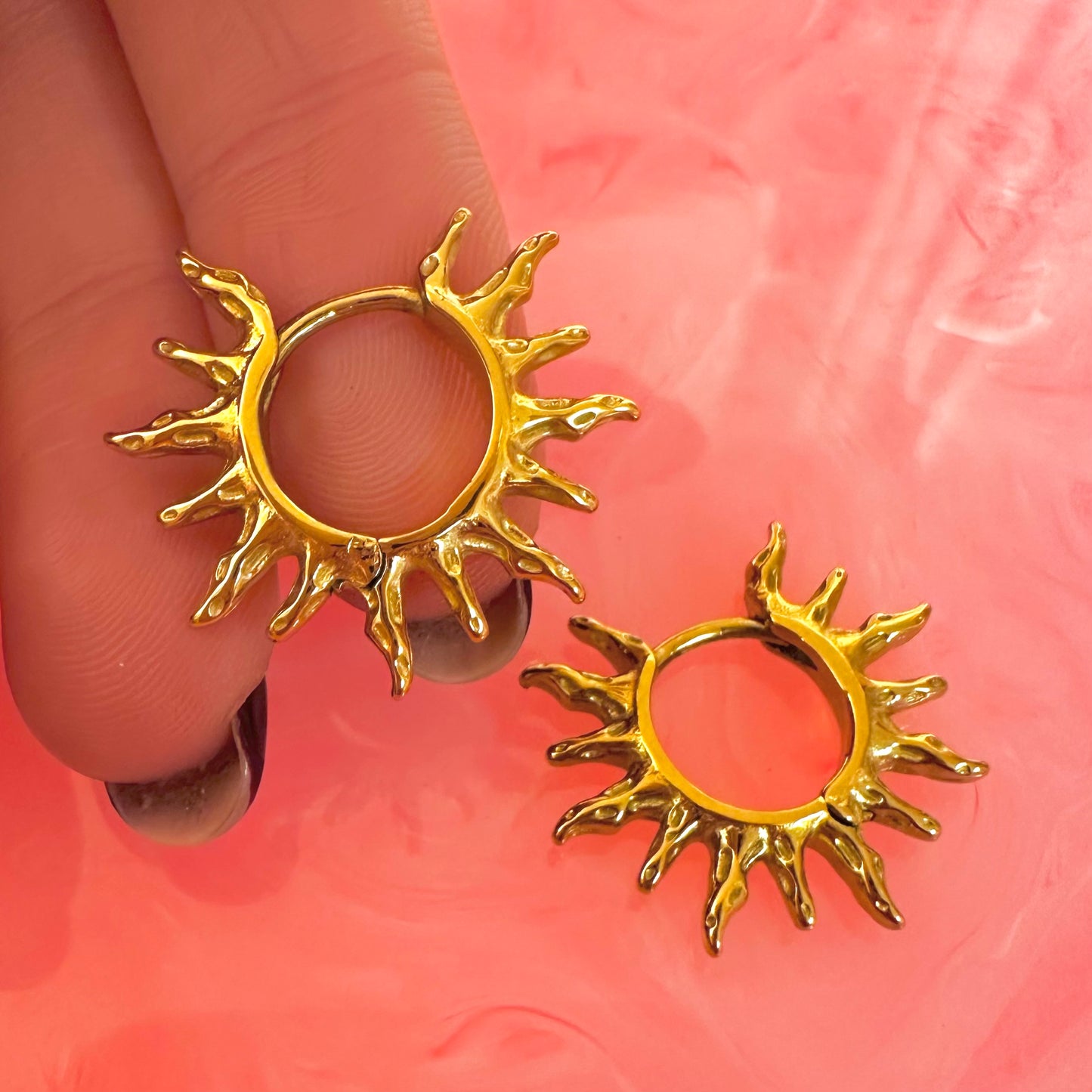Mini Sunshine Shape Hoop Earrings ☀️