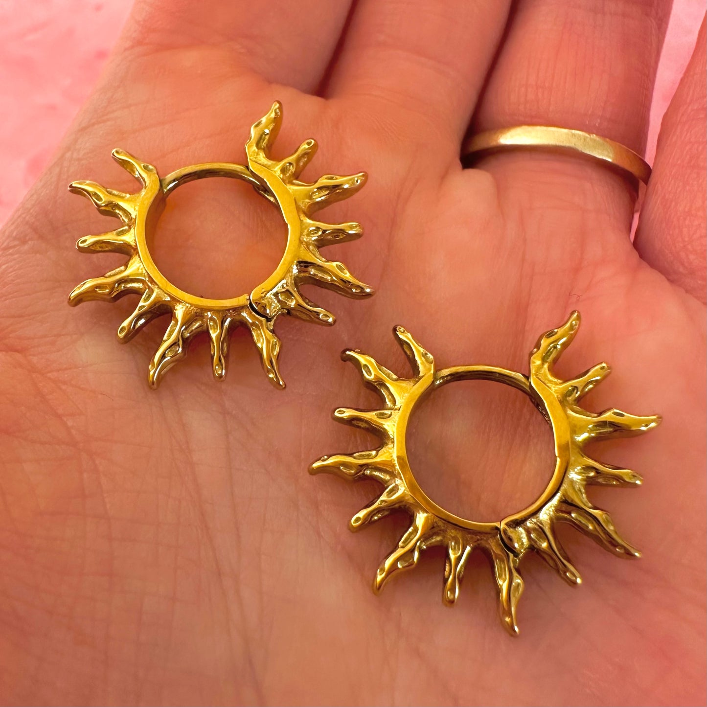 Mini Sunshine Shape Hoop Earrings ☀️