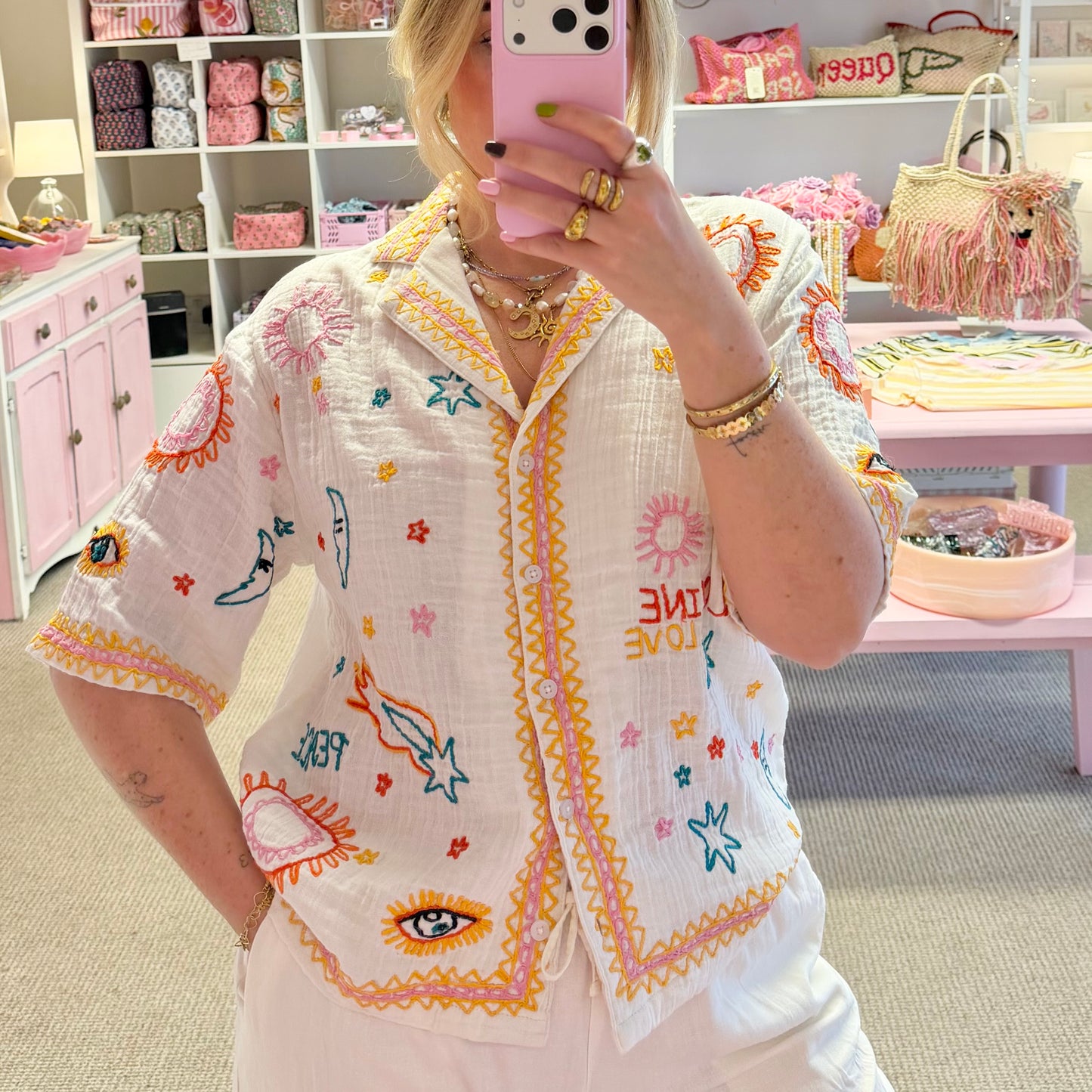 Embroidered Detail Summer Cotton Shirt