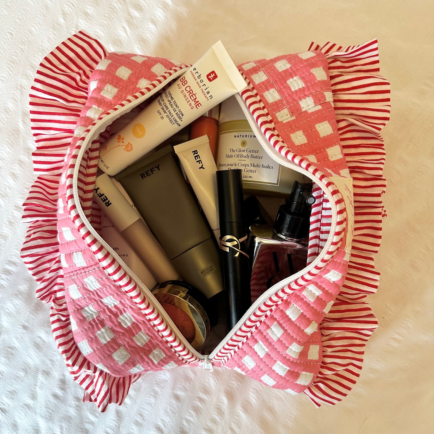 💖NEW💖 Pink Gingham Frilly Super Large Washbag