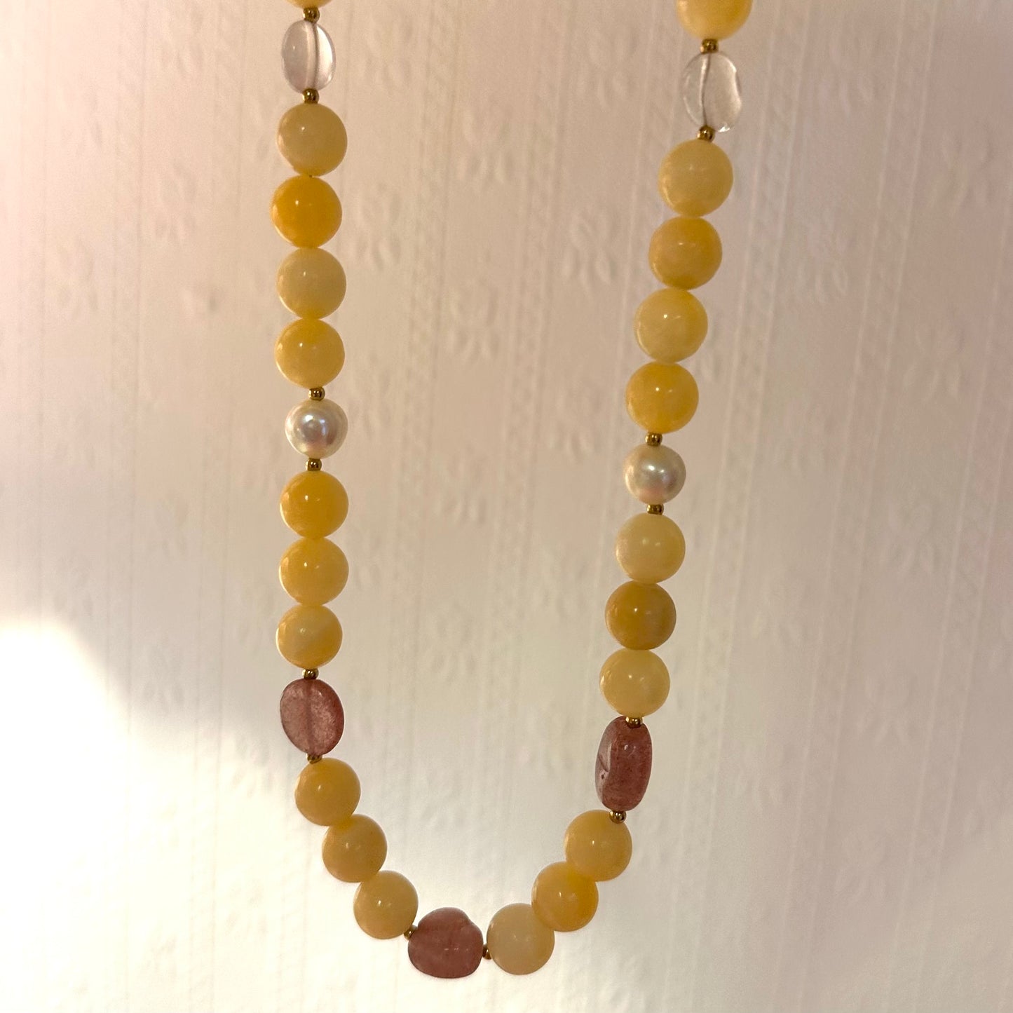 Sunbeam Yellow & Pearl Beaded Chunky Necklace