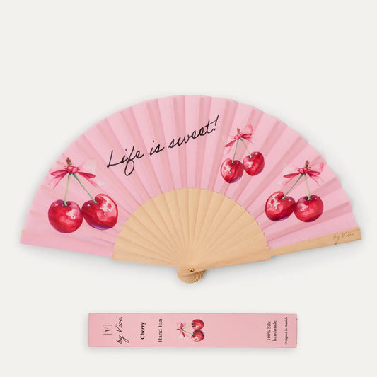🍒 ‘Life Is Sweet’ Cherry Silk Fan