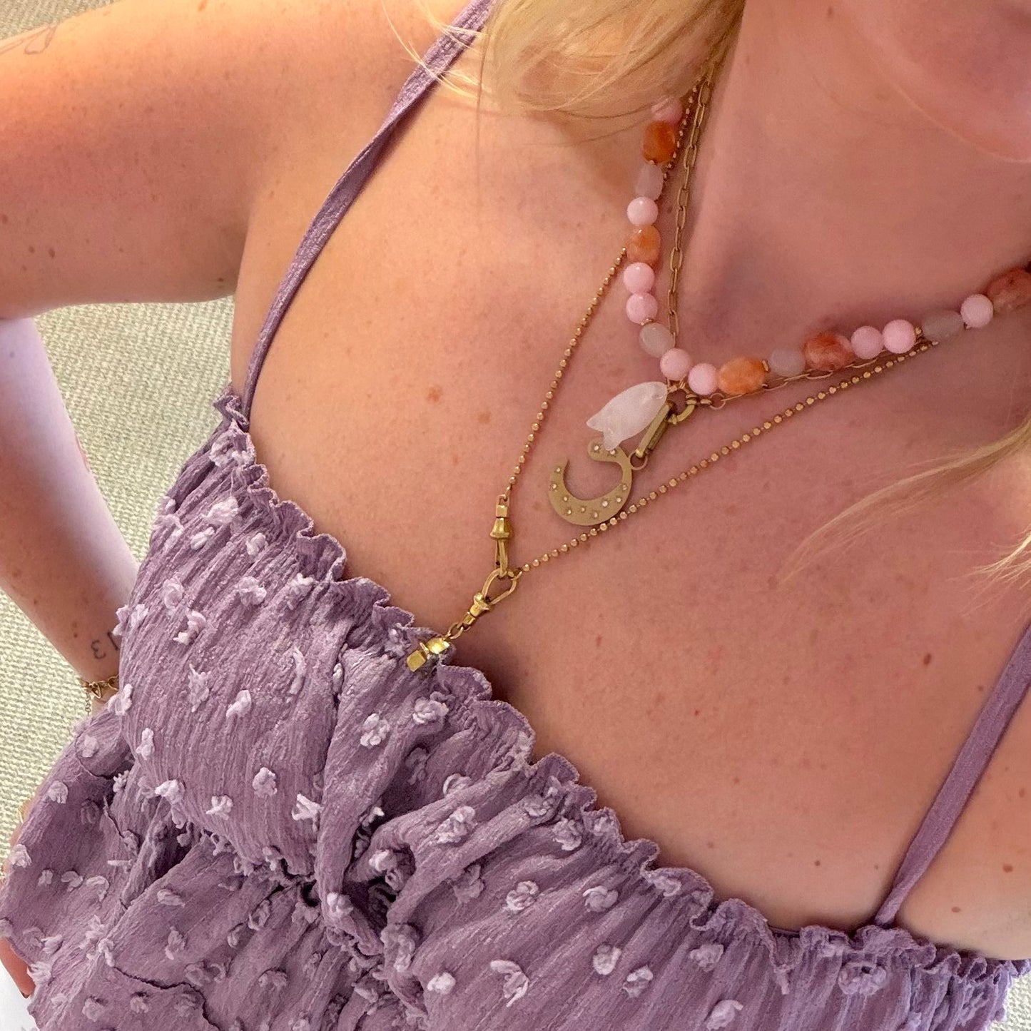 🧡 Orange & Pink Beaded Necklace With Fish (more coming soon)