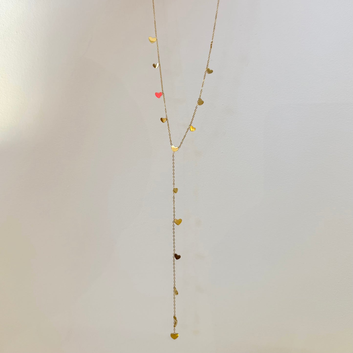 Golden Hearts Long Drop Necklace