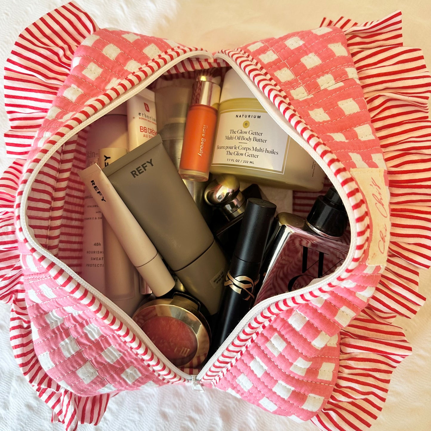 💖NEW💖 Pink Gingham Frilly Super Large Washbag