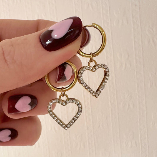 💌 Valentines Sparkly Diamanté Heart Earrings