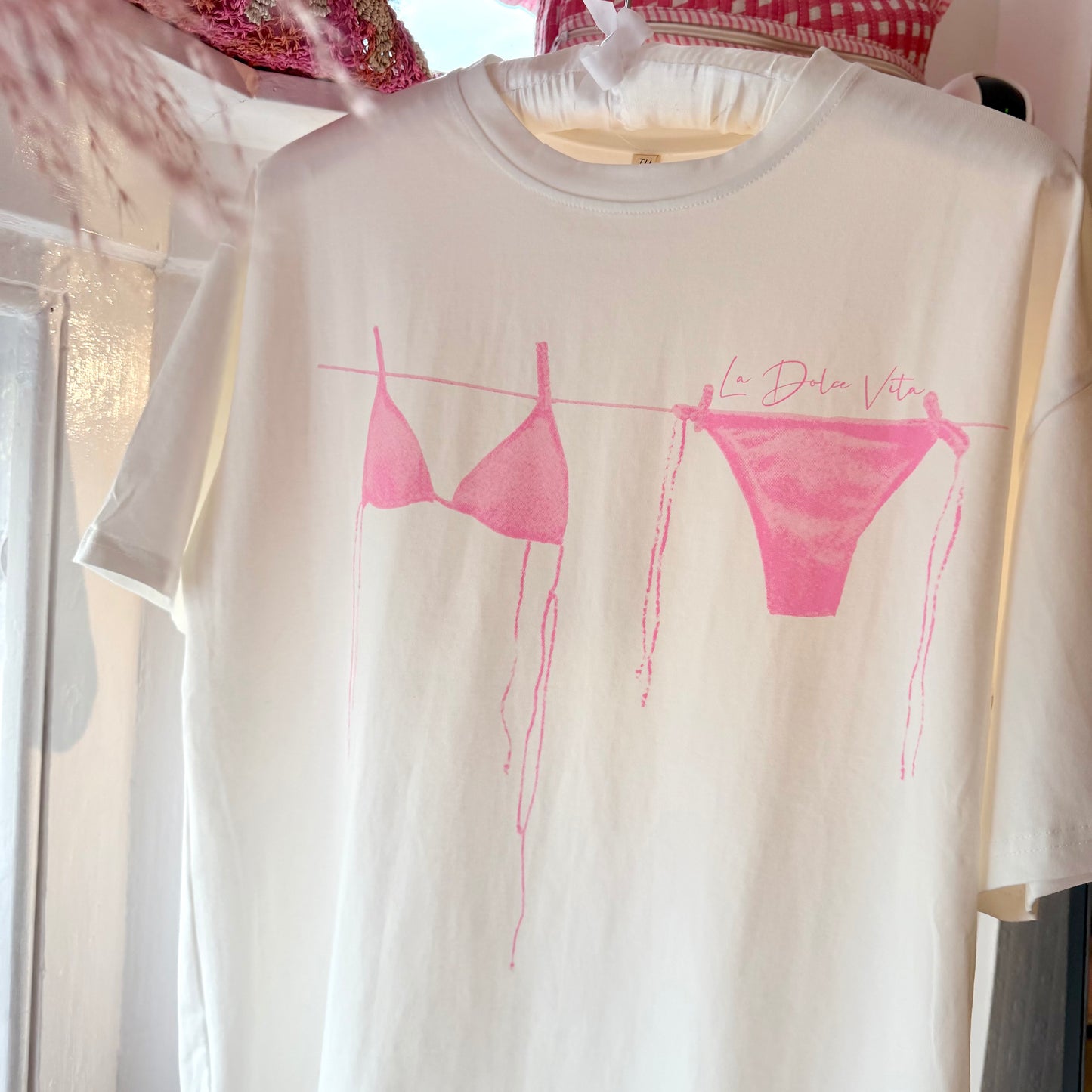 Pink Bikini Printed Oversize Cotton T-Shirt