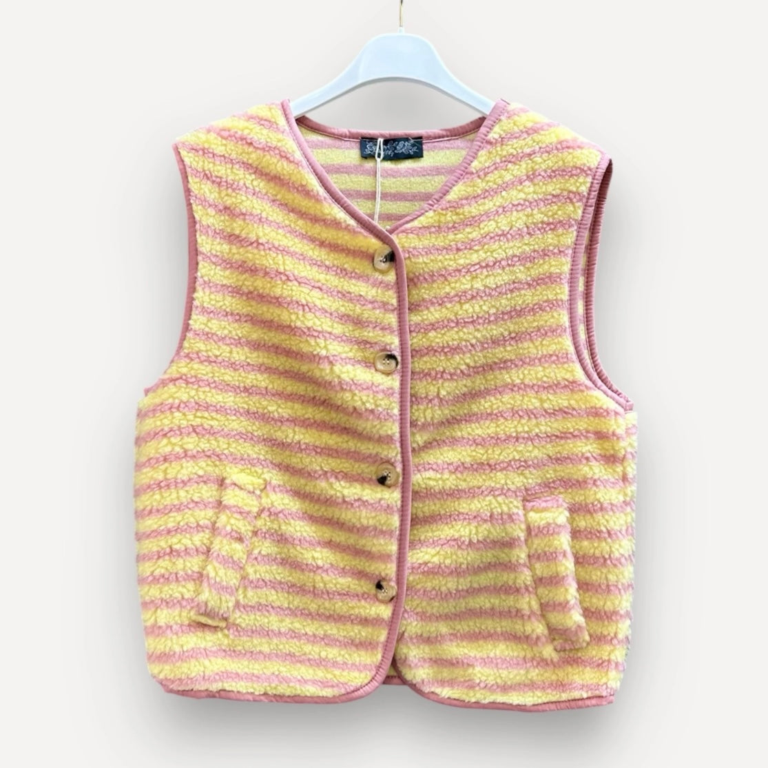 Pink & Yellow Stripe Sleeveless Vest