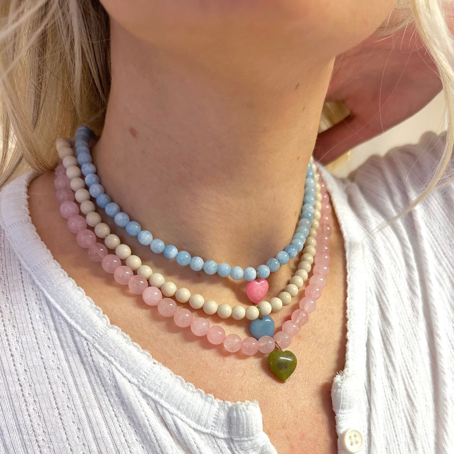 Love Heart Small Beaded Necklace (3 colourways)