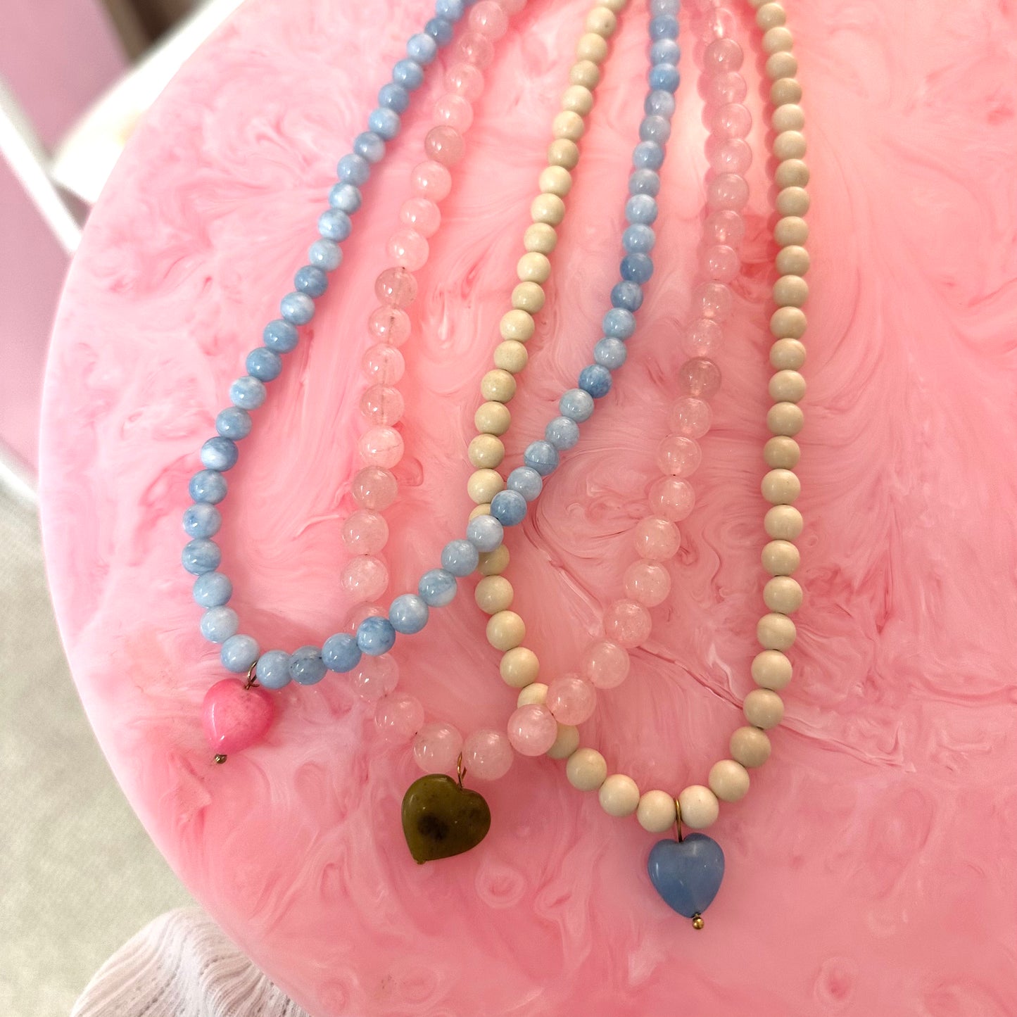 Love Heart Small Beaded Necklace (3 colourways)