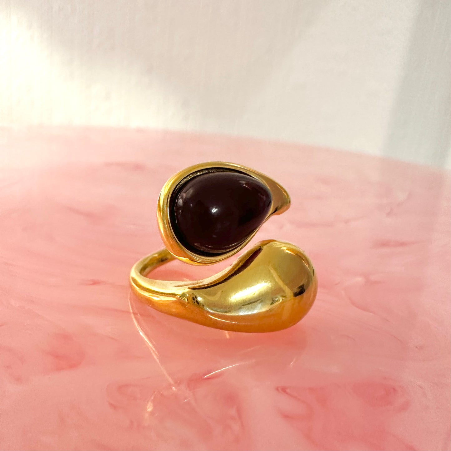 Chunky Open Statement Ring (Burgundy or Pearl)