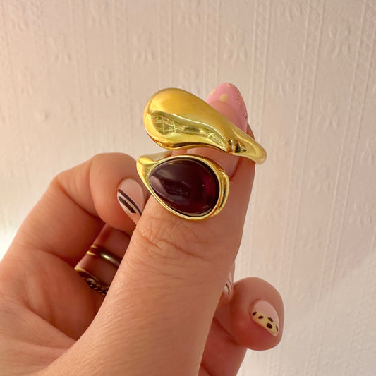 Chunky Open Statement Ring (Burgundy or Pearl)