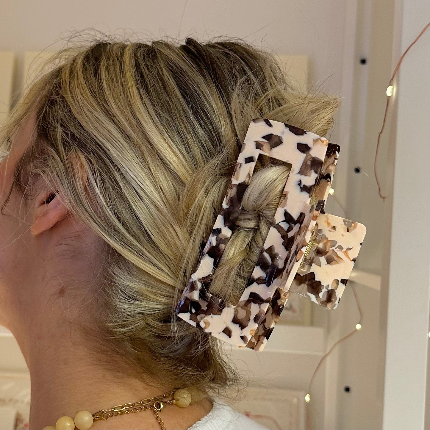 Brown & Beige Marble XL Claw Clip