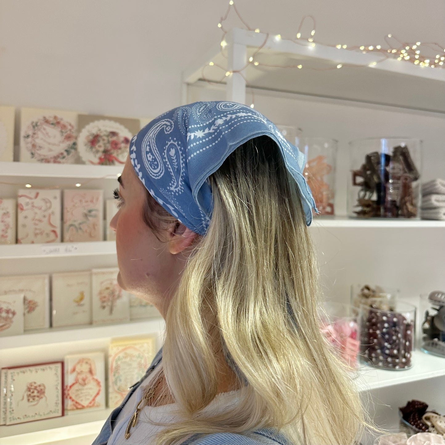 Light Blue Bandana/Neck Square Scarf