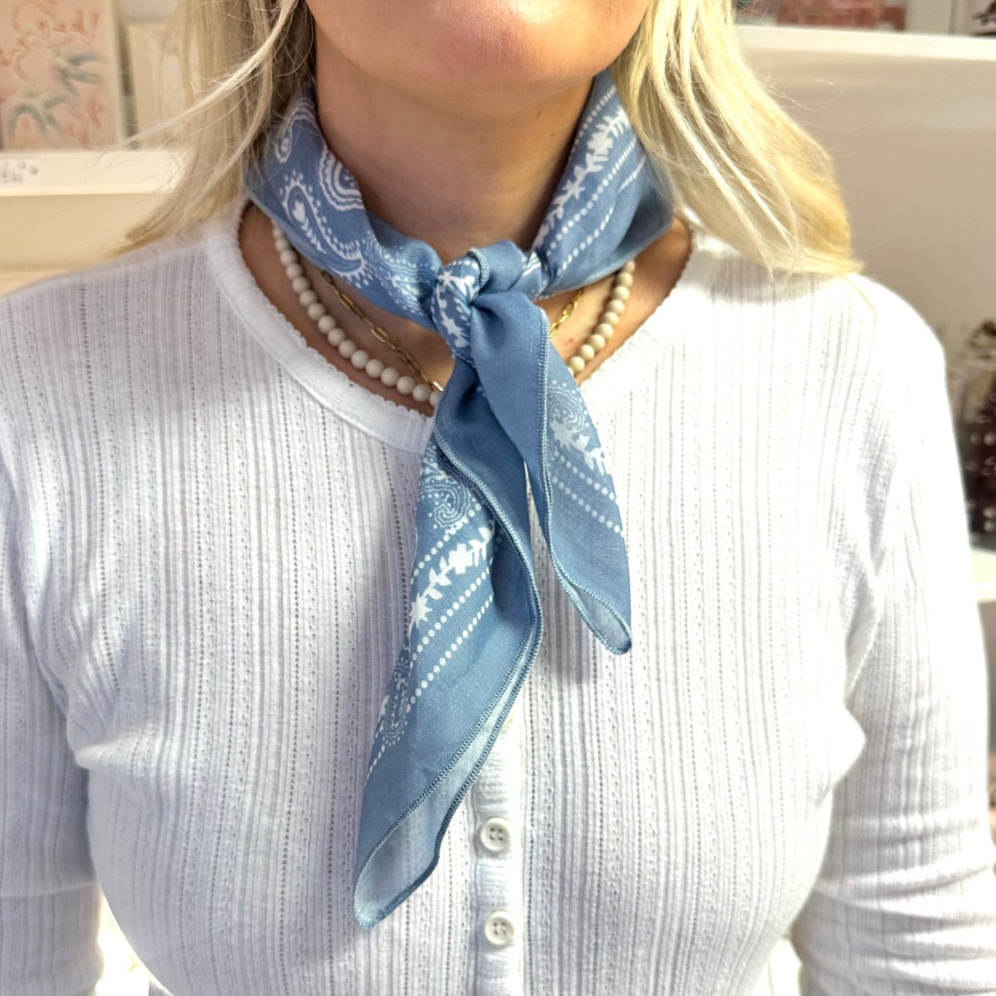Light Blue Bandana/Neck Square Scarf