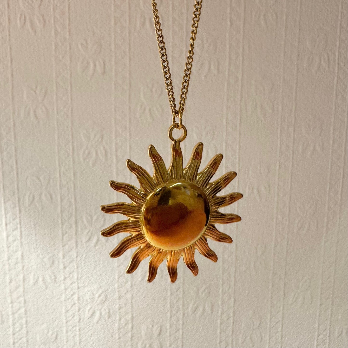 Gold Necklace With Large Sun Pendant