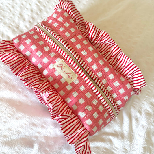 💖NEW💖 Pink Gingham Frilly Super Large Washbag