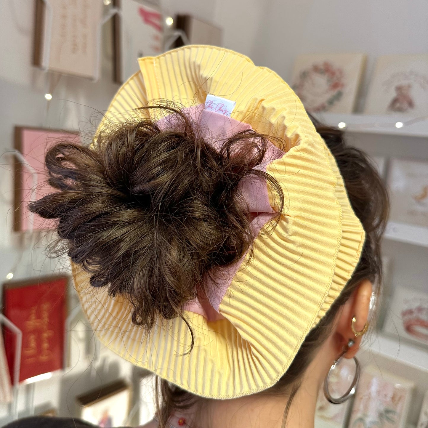 🌸Super Large Pink and Yellow Spring Scrunchie