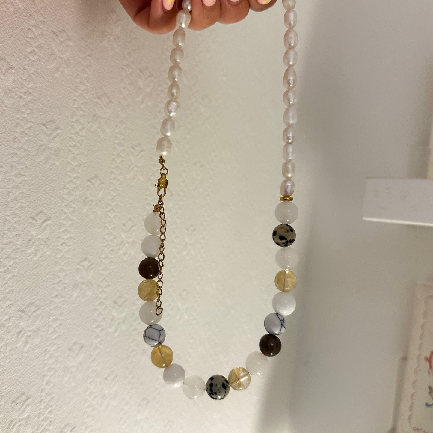 Half & Half Multitone Neutral Beaded Necklace