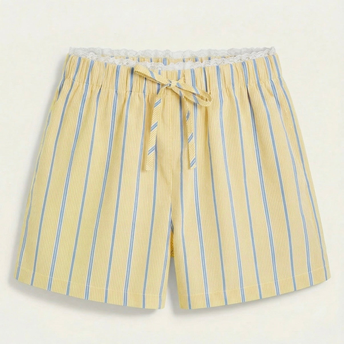 Cotton Yellow & Blue Striped Shorts