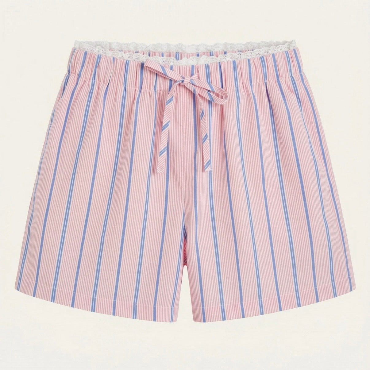 Cotton Pink & Blue Striped Shorts