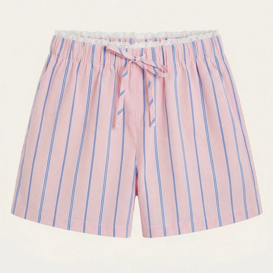 Cotton Pink & Blue Striped Shorts