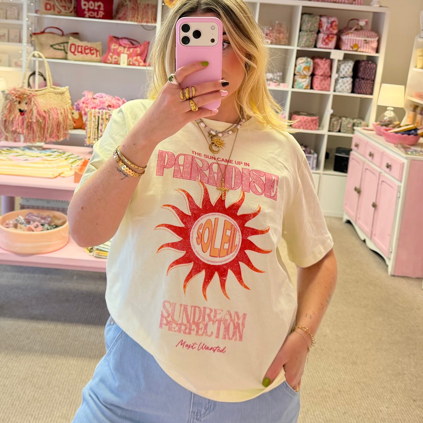 Light Yellow 'Dream Paradise' Oversize T-Shirt