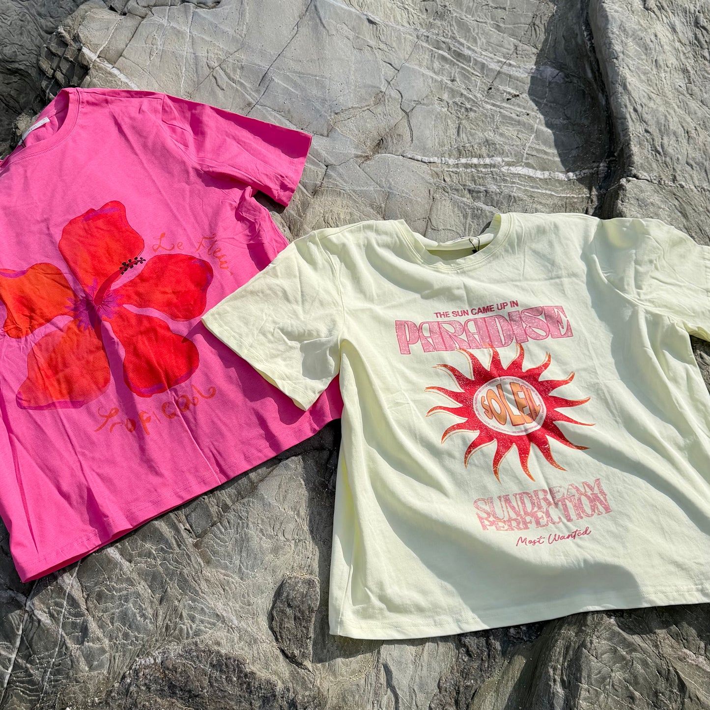 Pink & Red Hibiscus Flower Cotton Oversize Tee 🌸