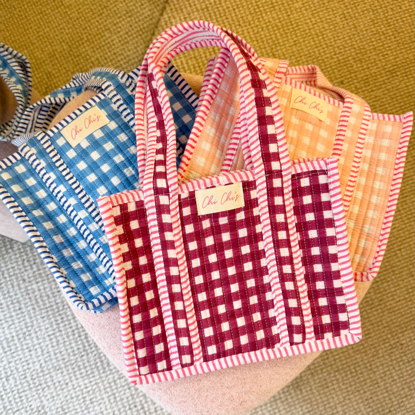 Pink Mini Gingham Tote Bag