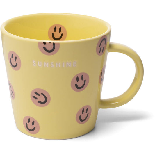 'Sunshine' Yellow Smiley Ceramic Coffee/Tea Cup 350ml