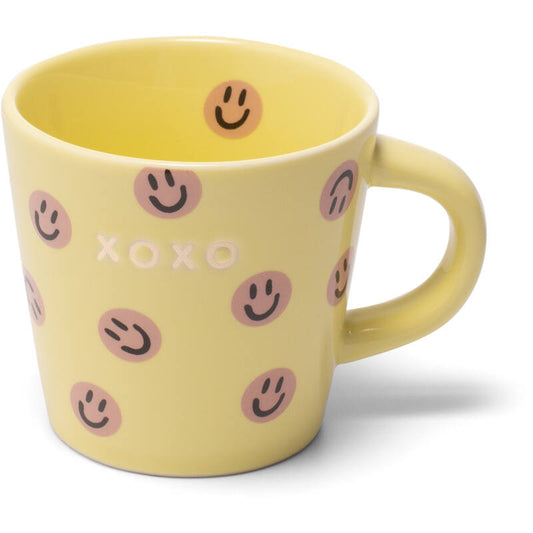 'XOXO' Yellow Smiley Ceramic Espresso Cup