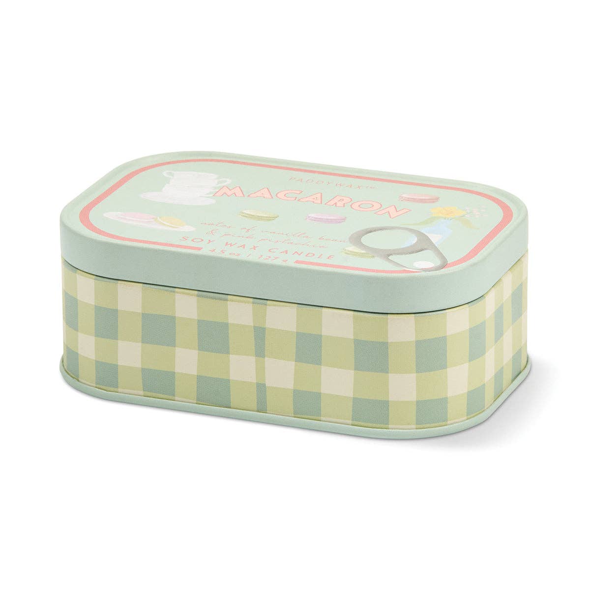Amber & Pistachio Macaron Printed Tin Candle