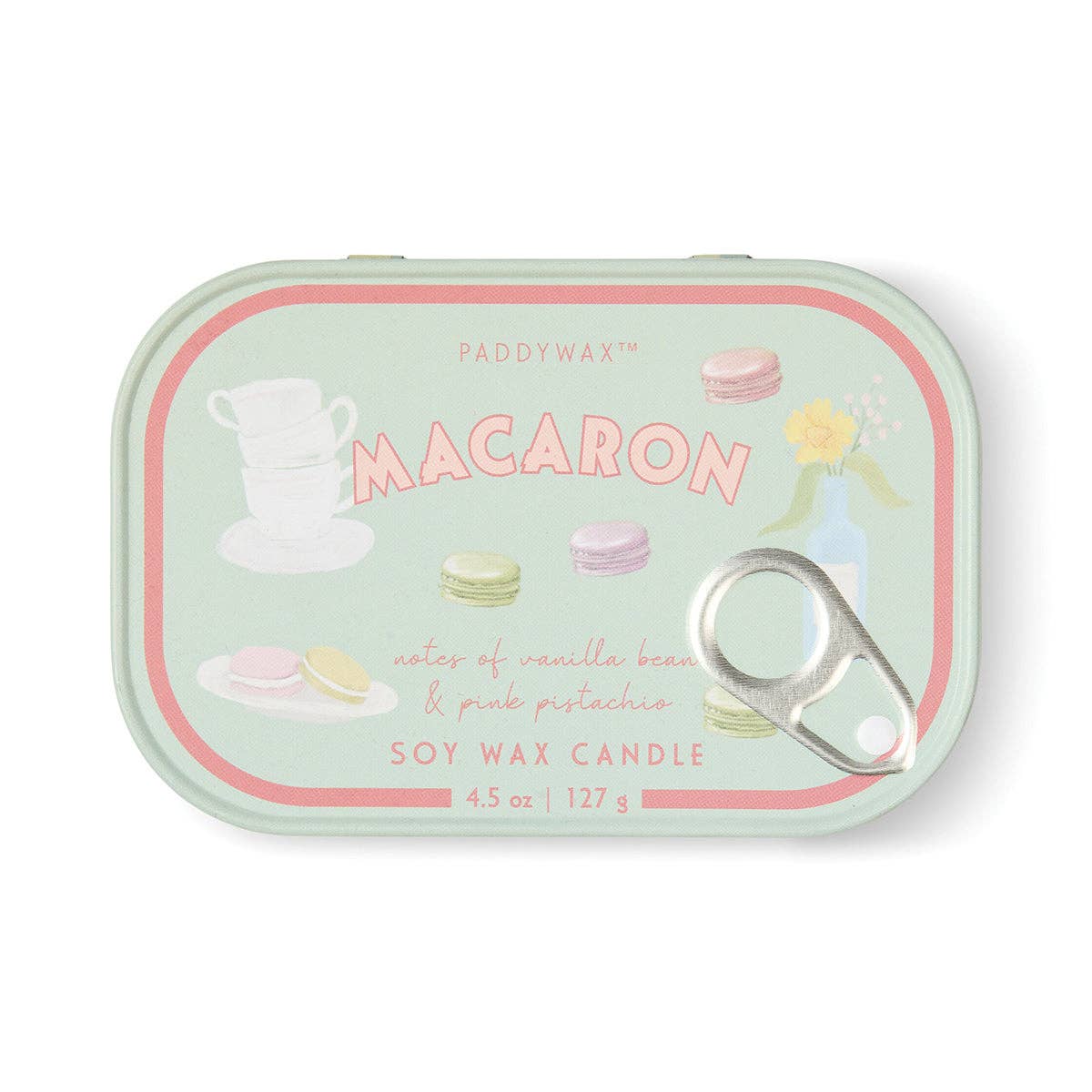 Amber & Pistachio Macaron Printed Tin Candle