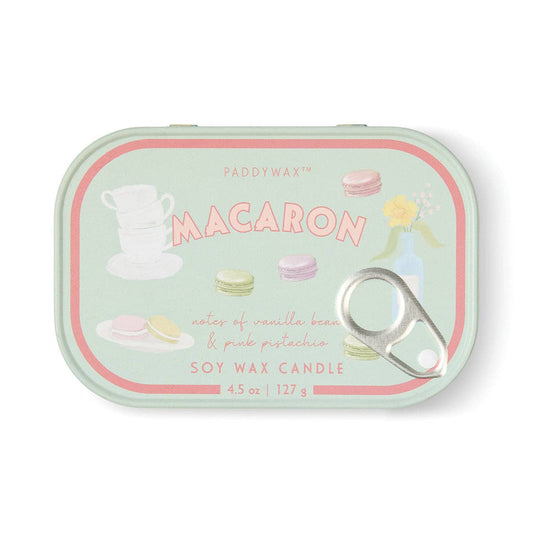 Amber & Pistachio Macaron Printed Tin Candle