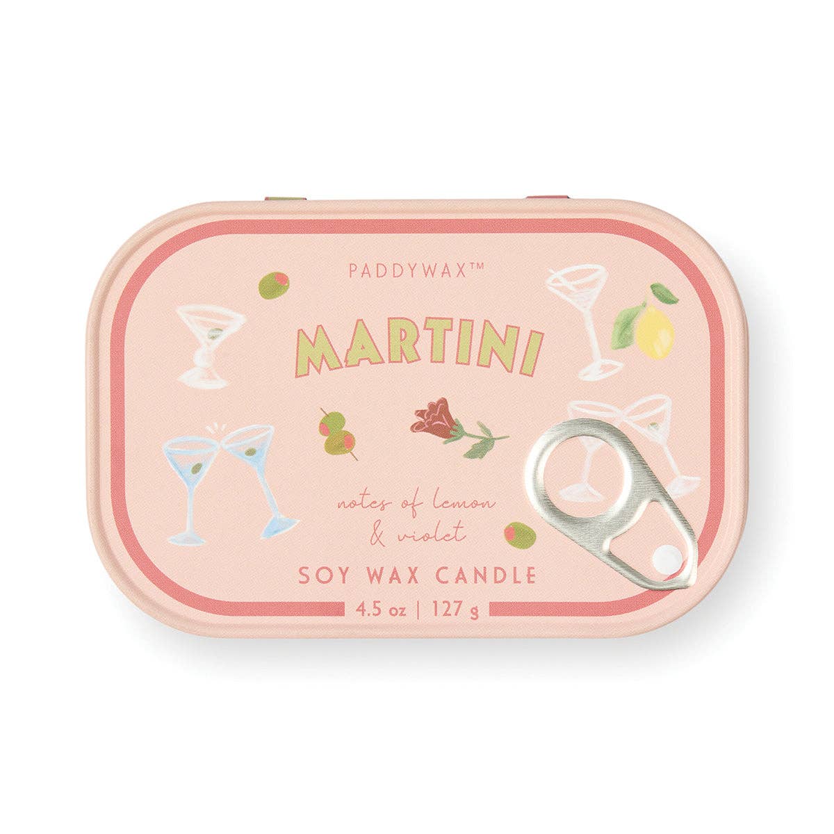 Lemon & Violet Martini Print Tin Candle
