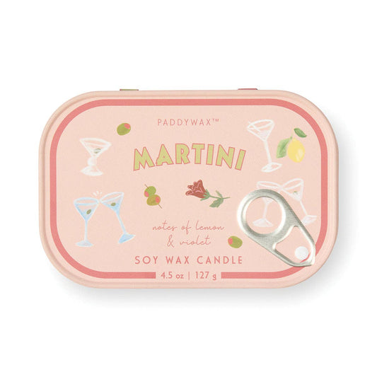 Lemon & Violet Martini Print Tin Candle