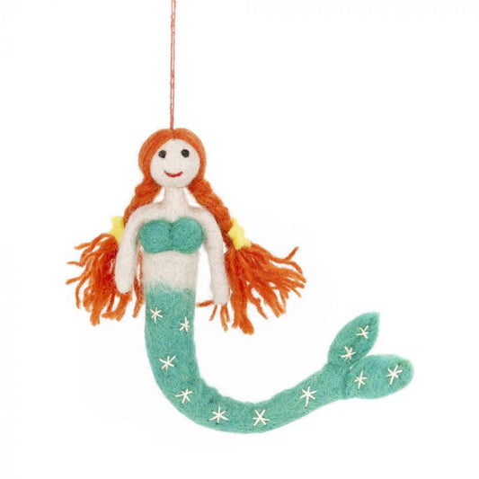 Oceania Red & Green Felt Hanging Mermaid